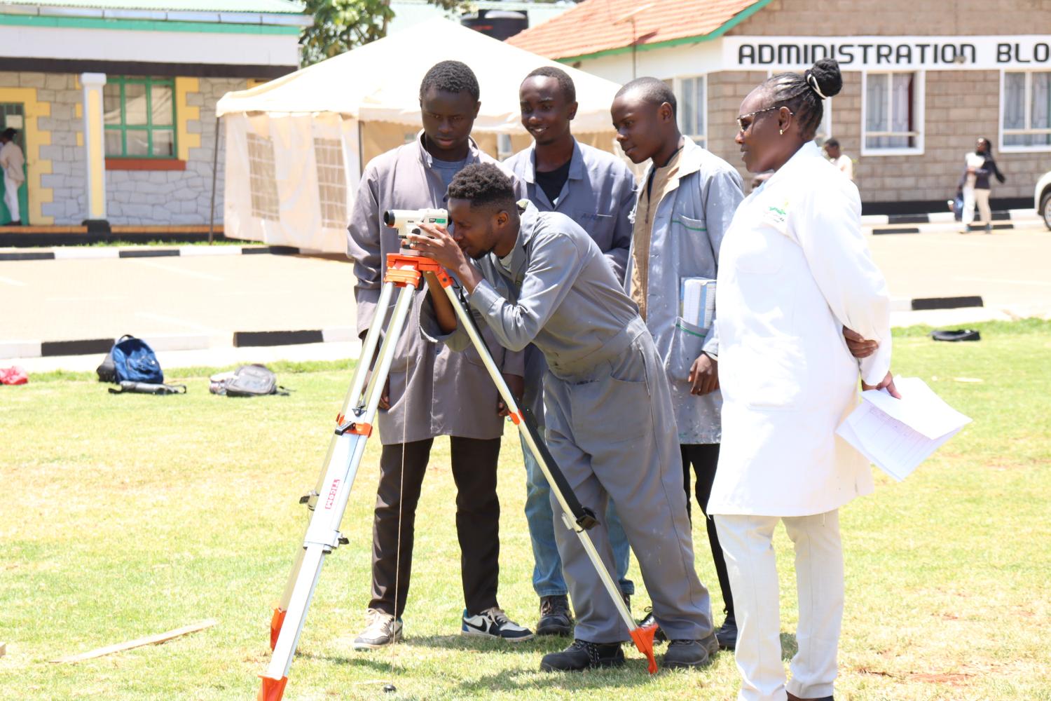 Kabete students on a practical surveying session